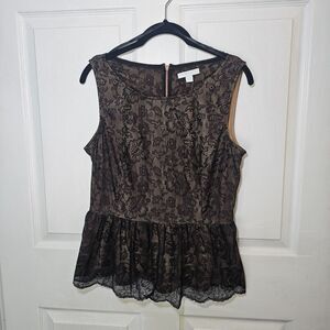 New York & Company Black Lace Sleeveless Blouse M Boho Romantic